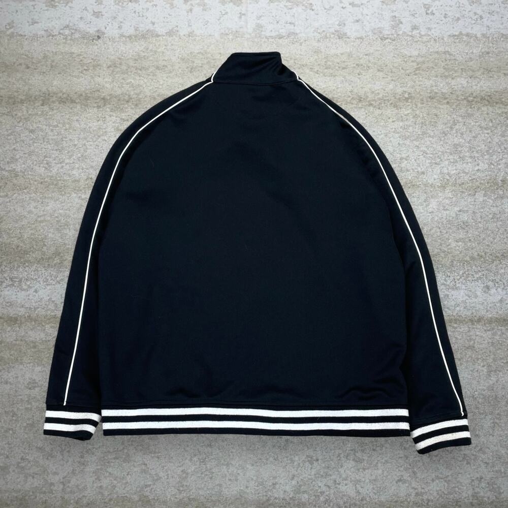 Vintage Y2K Reebok Track Jacket Mens L Jet Black White Logo Full Zip - Picture 2 of 3